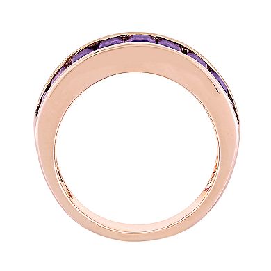 Stella Grace 18k Rose Gold Over Silver Amethyst Anniversary Band