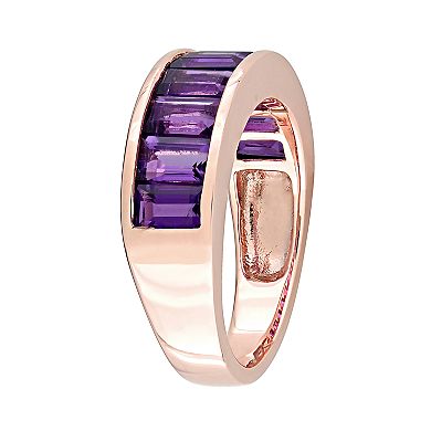 Stella Grace 18k Rose Gold Over Silver Amethyst Anniversary Band