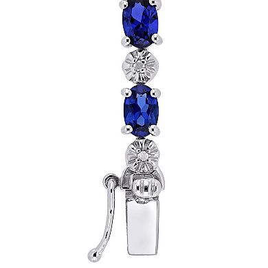 Stella Grace Sterling Silver Diamond Accent & Multicolored Lab-Created Sapphire Bracelet