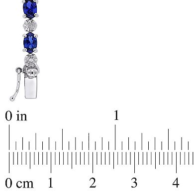 Stella Grace Sterling Silver Diamond Accent & Multicolored Lab-Created Sapphire Bracelet