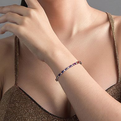 Stella Grace Sterling Silver Diamond Accent & Multicolored Lab-Created Sapphire Bracelet