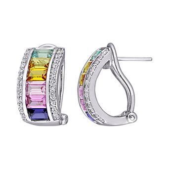 Stella Grace Sterling Silver Colorful Lab-Created Sapphire Earrings