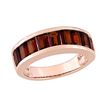 Stella Grace 18k Rose Gold Over Silver Garnet Anniversary Band