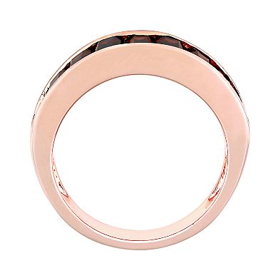 Stella Grace 18k Rose Gold Over Silver Garnet Anniversary Band
