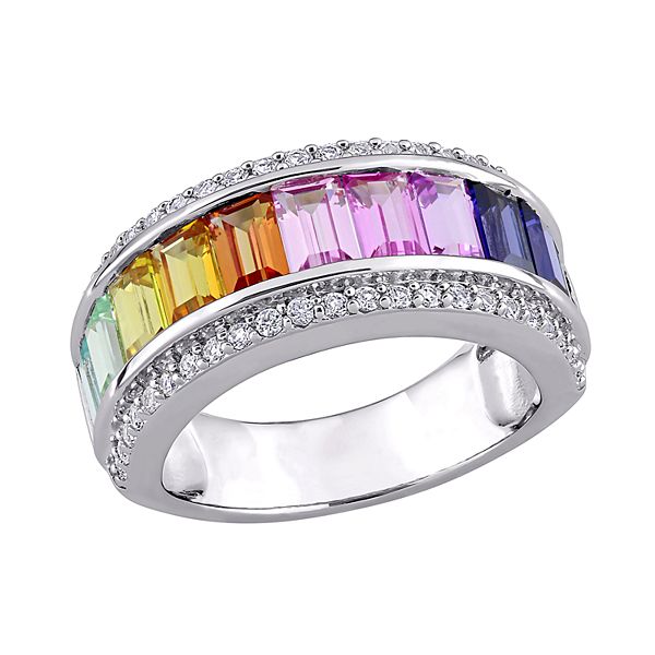 Stella Grace Sterling Silver Colorful Lab-Created Sapphire Ring