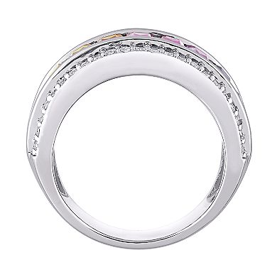 Stella Grace Sterling Silver Colorful Lab-Created Sapphire Ring