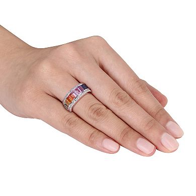 Stella Grace Sterling Silver Colorful Lab-Created Sapphire Ring