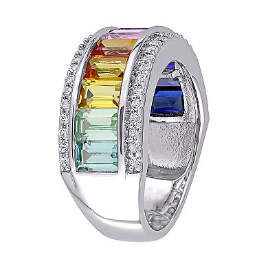 Stella Grace Sterling Silver Colorful Lab-Created Sapphire Ring