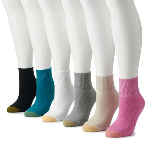 Women's Gold Toe 6pack Ribbed Cuff Socks