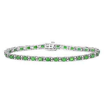 HDI Sterling Silver 1/2 Carat T.W Diamond & Sapphire Bracelet
