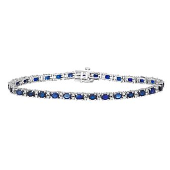 HDI Sterling Silver 1/2 Carat T.W Diamond & Sapphire Bracelet