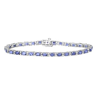 HDI Sterling Silver 1/2 Carat T.W Diamond & Sapphire Bracelet