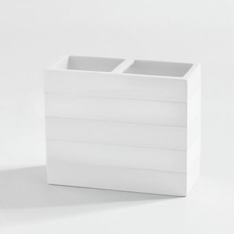 Cassadecor Lacquer Stripe White Toothbrush Holder