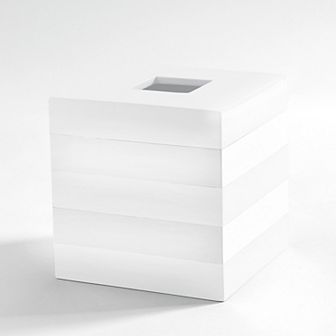 Cassadecor Lacquer Stripe White Tissue Holder
