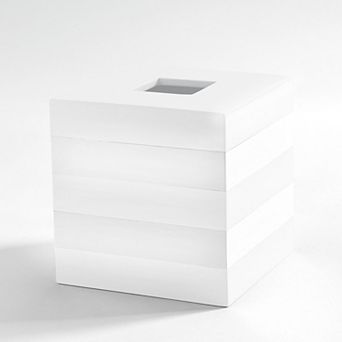 Cassadecor Lacquer Stripe White Tissue Holder