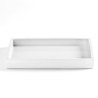 Cassadecor Lacquer Stripe White Tray