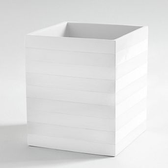 Cassadecor Lacquer Stripe White Wastebasket