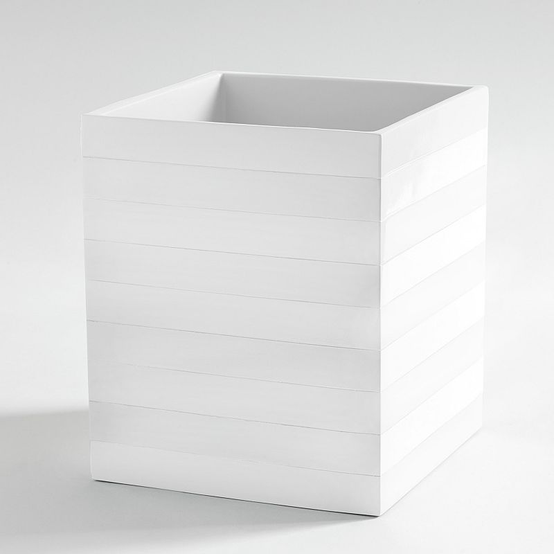 Cassadecor Lacquer Stripe White Wastebasket