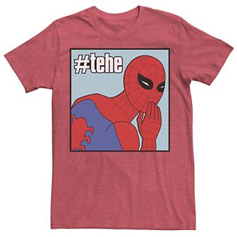 Men's Marvel Spider-Man #tehe Laughing Vintage Portrait Panel Tee