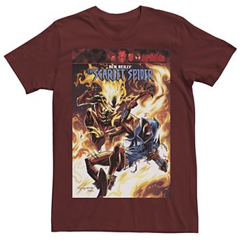 Men's Marvel Spider Man Flames Comic Cover Tee