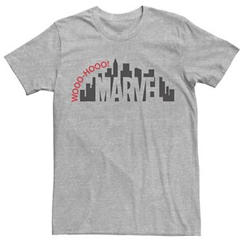 Men's Marvel City Buildings Whoo Hoo Logo Tee