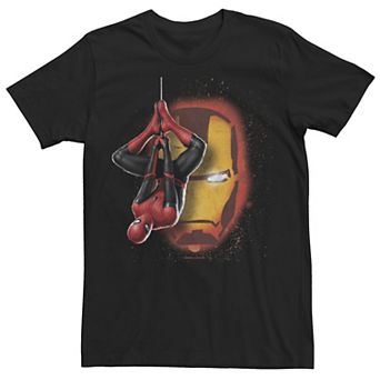 Men's Marvel Spider Man Portrait Iron Man Graffiti Tee