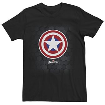 Men's Marvel Gamerverse Captain America Symbol Hexagon Background Tee