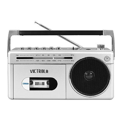 Victrola Mini Bluetooth AM/FM Radio Boombox with Cassette Player & Recorder 