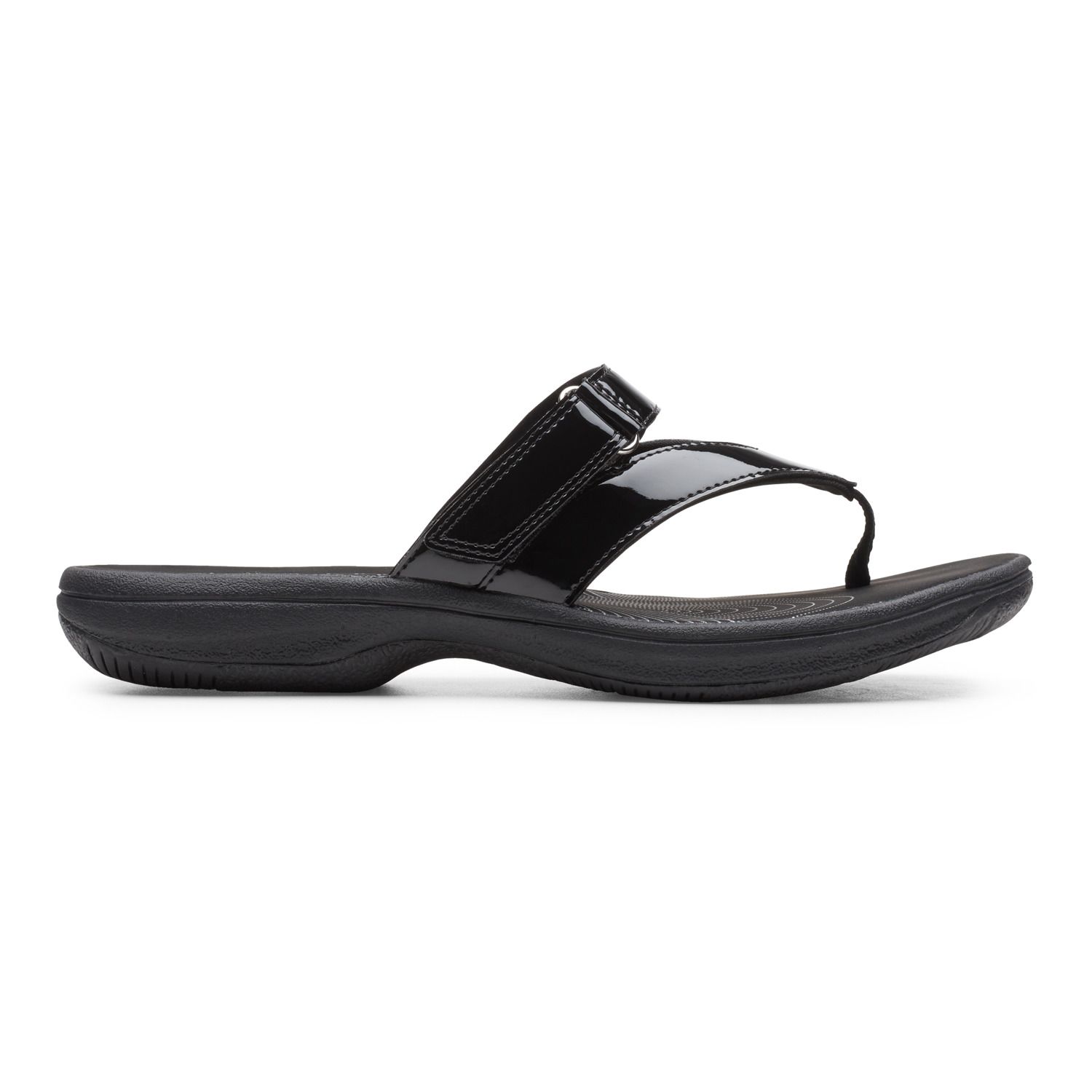 clarks black patent sandals