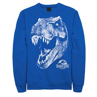 Men's Jurassic Park T-Rex White Head Roaring Graphic Fleece Pullover