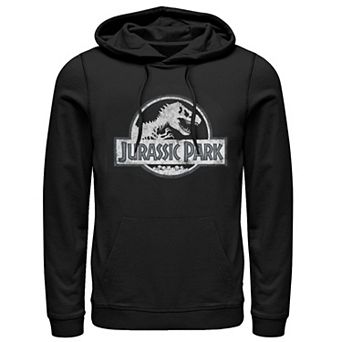 Men's Jurassic Park White Distressed Circle Logo Graphic Hoodie