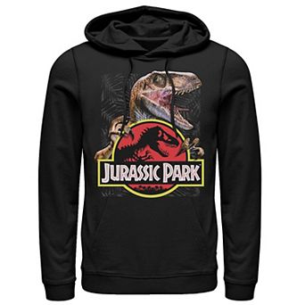 Men's Jurassic Park Raptor Holding Colored Logo Graphic Hoodie