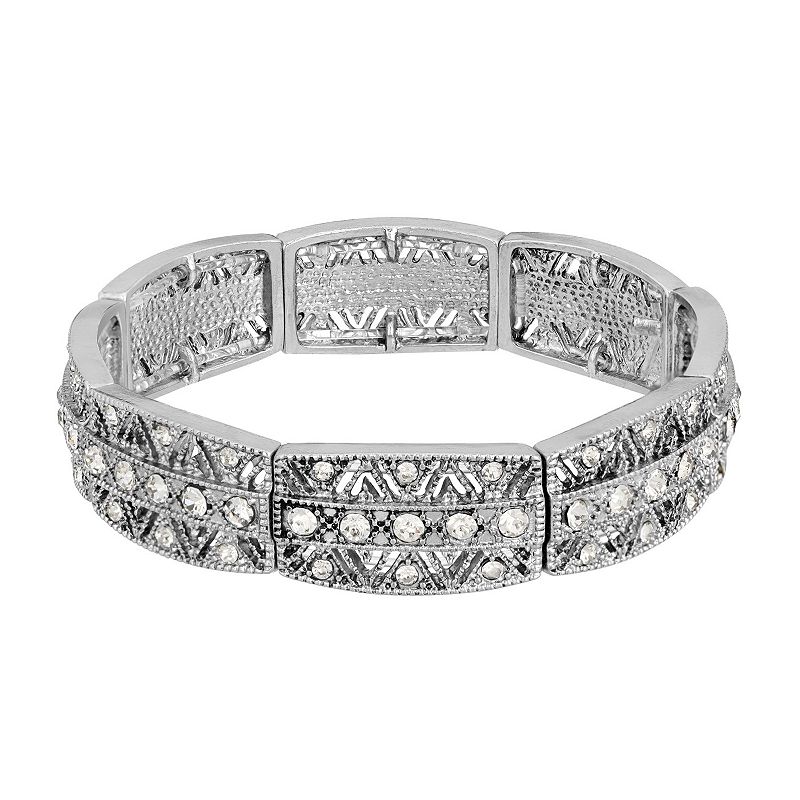 29692546 1928 Silver-Tone Crystal Stretch Bracelet, Womens, sku 29692546