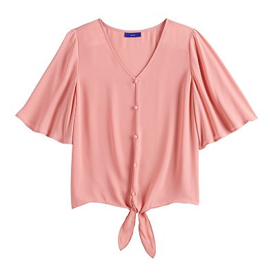 Women's Apt. 9® Button-Front Knot-Hem Top