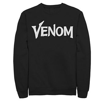 Men's Marvel Venom Logo White Simple Text Graphic Fleece Pullover