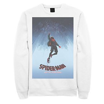 Men's Marvel Spiderverse Upside Down City Poster Graphic Fleece Pullover