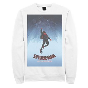 Men's Marvel Spiderverse Upside Down City Poster Graphic Fleece Pullover