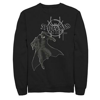 Men's Marvel Spider-Man Spiderverse Noir Logo Graphic Fleece Pullover Graphic Fleece Pullover