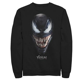 Men's Marvel Venom Big Face Up Close Grin Graphic Fleece Pullover