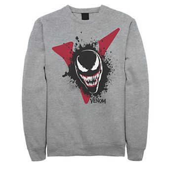 Men's Marvel Venom Big V Face Paint Splatter Graphic Fleece Pullover