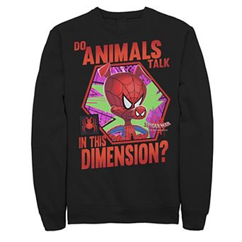 Men's Marvel Spider-Man Spiderverse Animals Talk Graphic Fleece Pullover