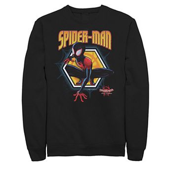 Men's Marvel Spiderverse Spider-Man Golden Hexagon Graphic Fleece Pullover