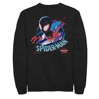 Men's Marvel Spiderverse Spider-Man Neon Split Graphic Fleece Pullover