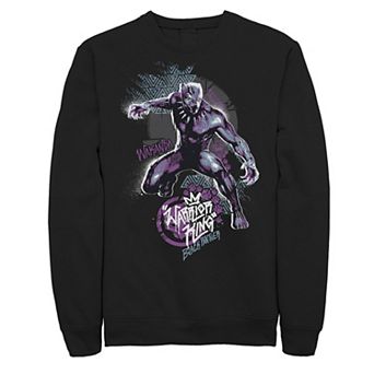 Men's Marvel Black Panther Movie Warrior King Graffiti Pop Graphic Fleece Pullover
