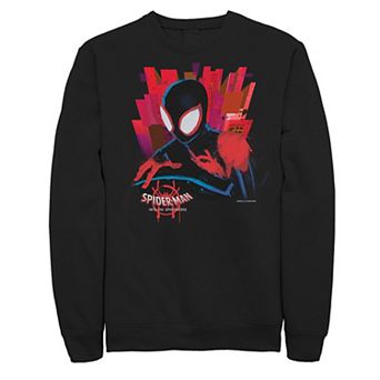 Men's Marvel Spiderverse Dark Black Spider-Man Graphic Fleece Pullover