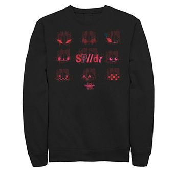 Men's Marvel Spider-Man Spiderverse Bar Code Face Graphic Fleece Pullover