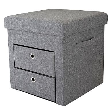 Simplify Two Drawer Collapsible Storage Ottoman