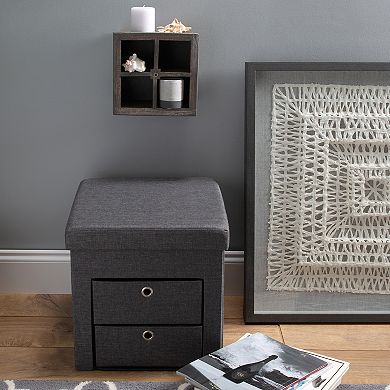 Simplify Two Drawer Collapsible Storage Ottoman