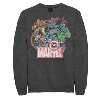 Men's Marvel Avengers Team Retro Comic Vintage Graphic Fleece Pullover
