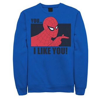 Men's Marvel Spider-Man You... I Like You! Vintage Portrait Panel Graphic Fleece Pullover